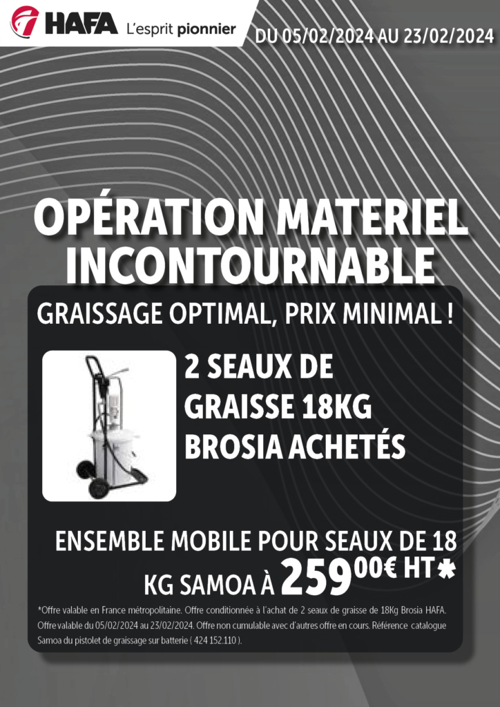 offre ensemble mobile seau 18kg graisse HAFA